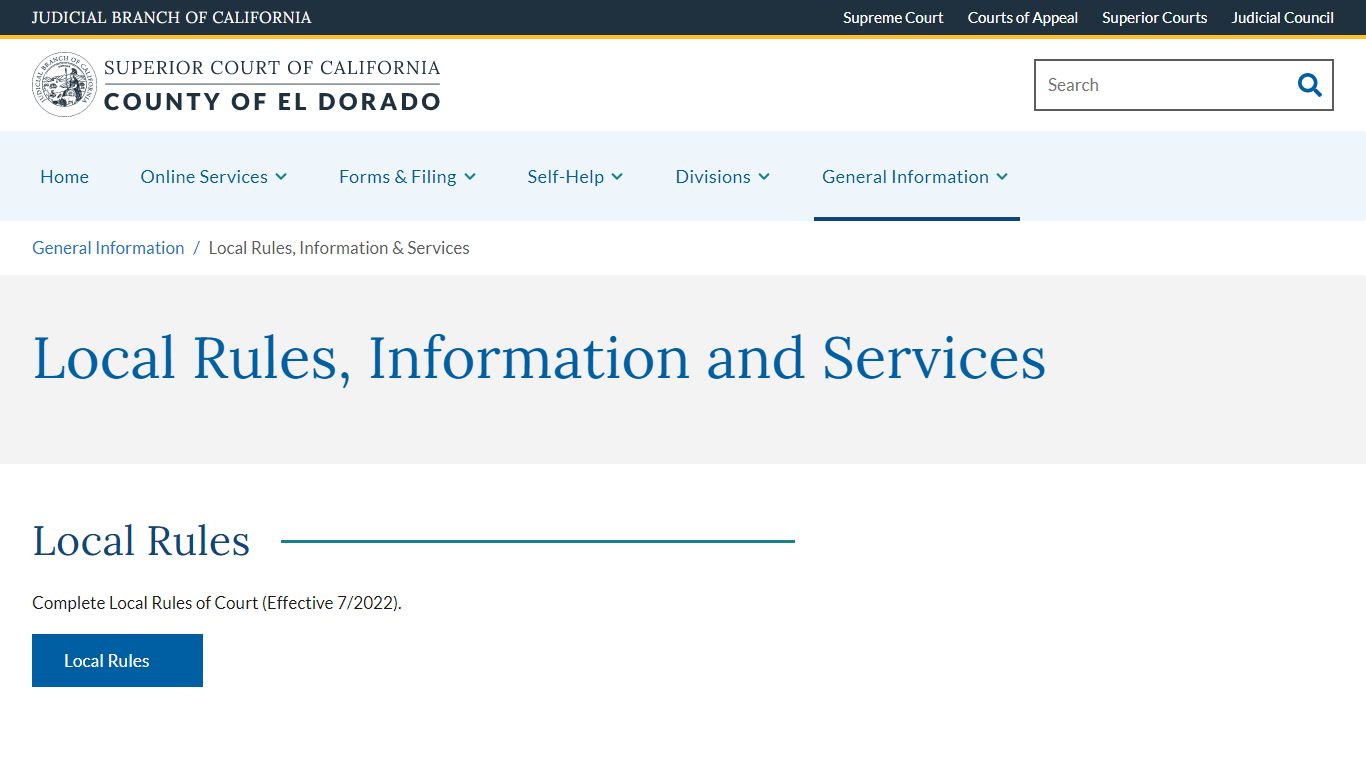 Local Rules, Information & Services | Superior Court of California ...